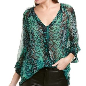 Ba&sh Rick Ruffled Animal Print Top